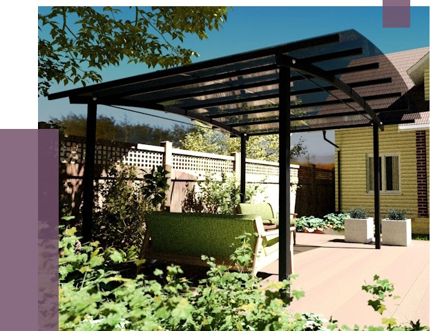 Навесы для террасы в Белой Калитве от 13223 руб. под ключ | ПРОЛЁТ-Бкл