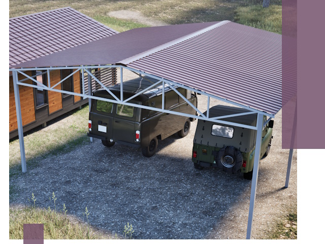 Двускатные навесы под ключ в Белой Калитве — изготовление и монтаж